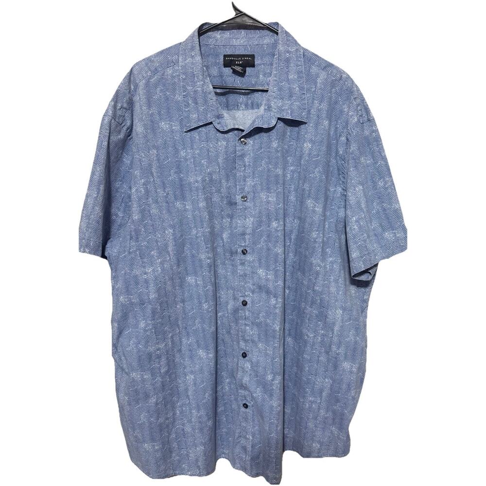 Shaquille ONeal Shirt‎ Mens 4XL Blue Short Sleeve Button Up Summer Casual